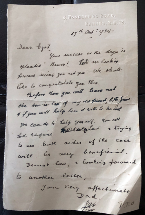 Final Letter to Cyril 1934