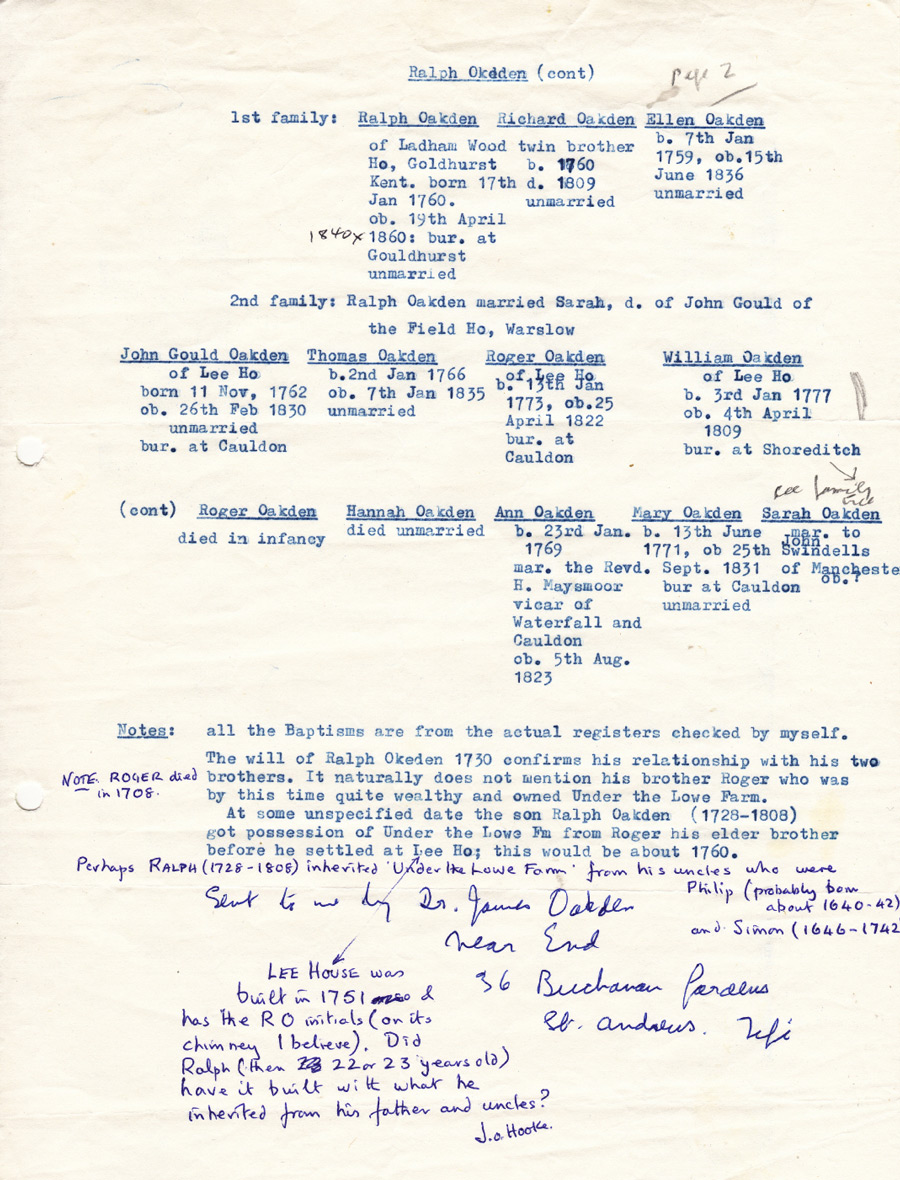 Oakden Family Tree 1603 onwards More Info p2 WEB